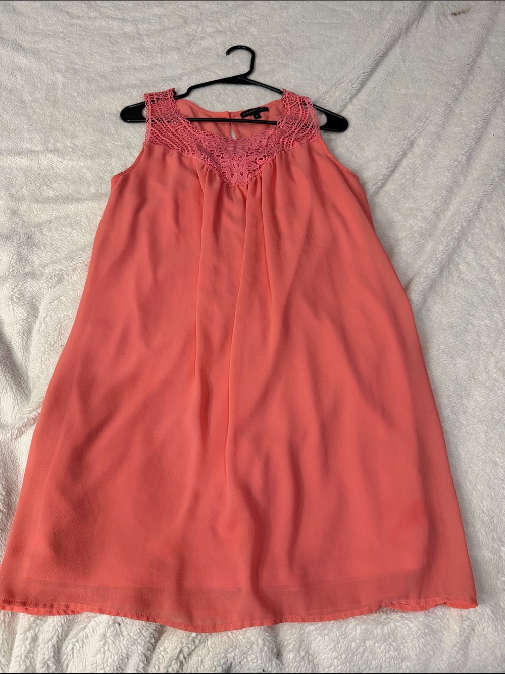 Signature Studio Coral Sleeveless Dress with Lace Yoke